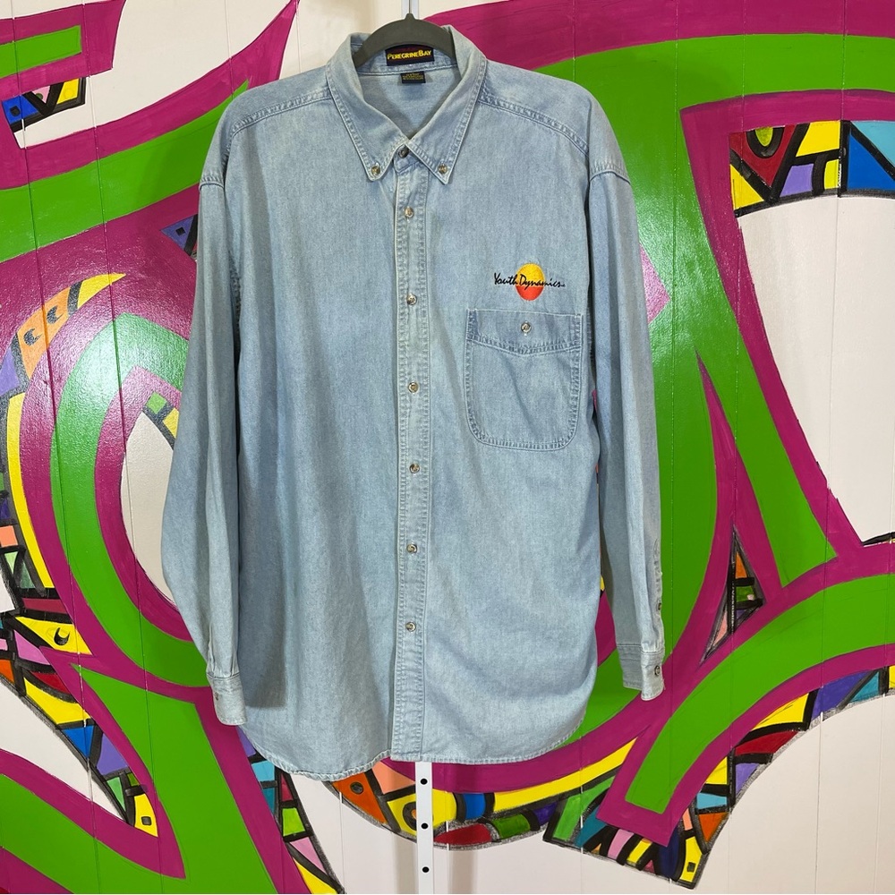 Peregrine Bay, Youth Dynamics Chambray Button Up Shirt. Size XL. Good used cond!